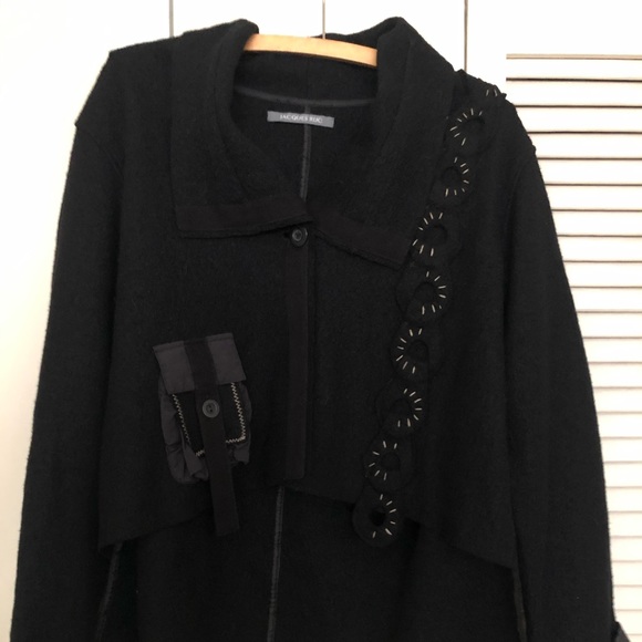 Black wool jacket by Jacques Ruc - Picture 4 of 4